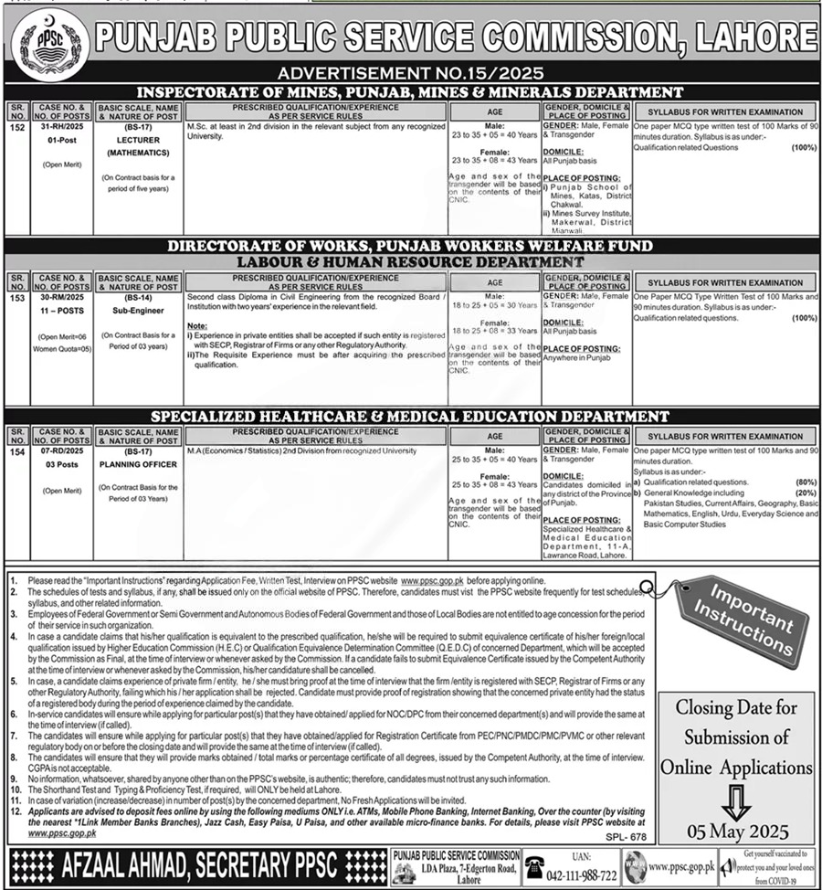 PPSC Jobs 2025: Apply for Lecturer, Engineer & Officer Roles