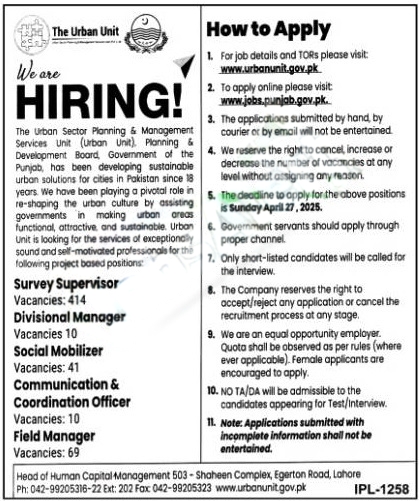The Urban Unit Exciting Career Opportunities