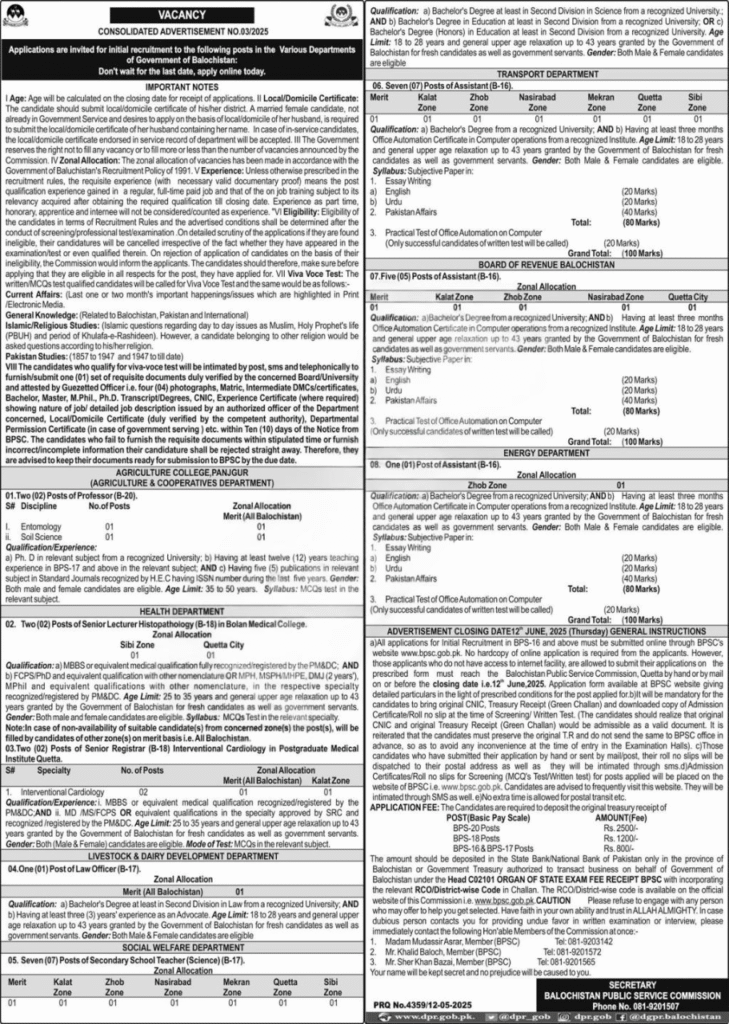 Exciting Career Opportunities: Balochistan Government Hiring in 2025!