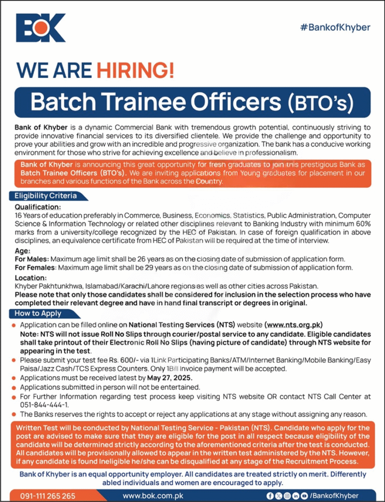Bank of Khyber Batch Trainee