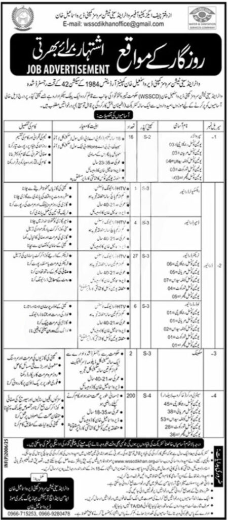 WSSC Dera Ismail Khan Jobs 2025 – Government Job Vacancies Announced